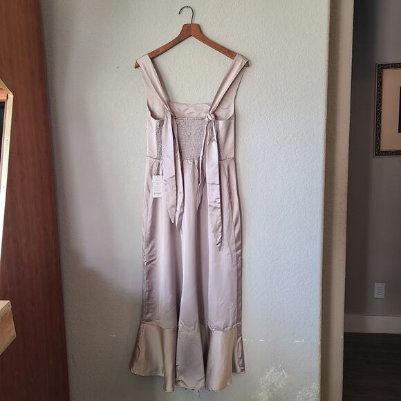 Show‎ Me Your MuMu Womens Claire Midi Dress L Ring Satin Luxe Bridesmaids NEW - Picture 5 of 11